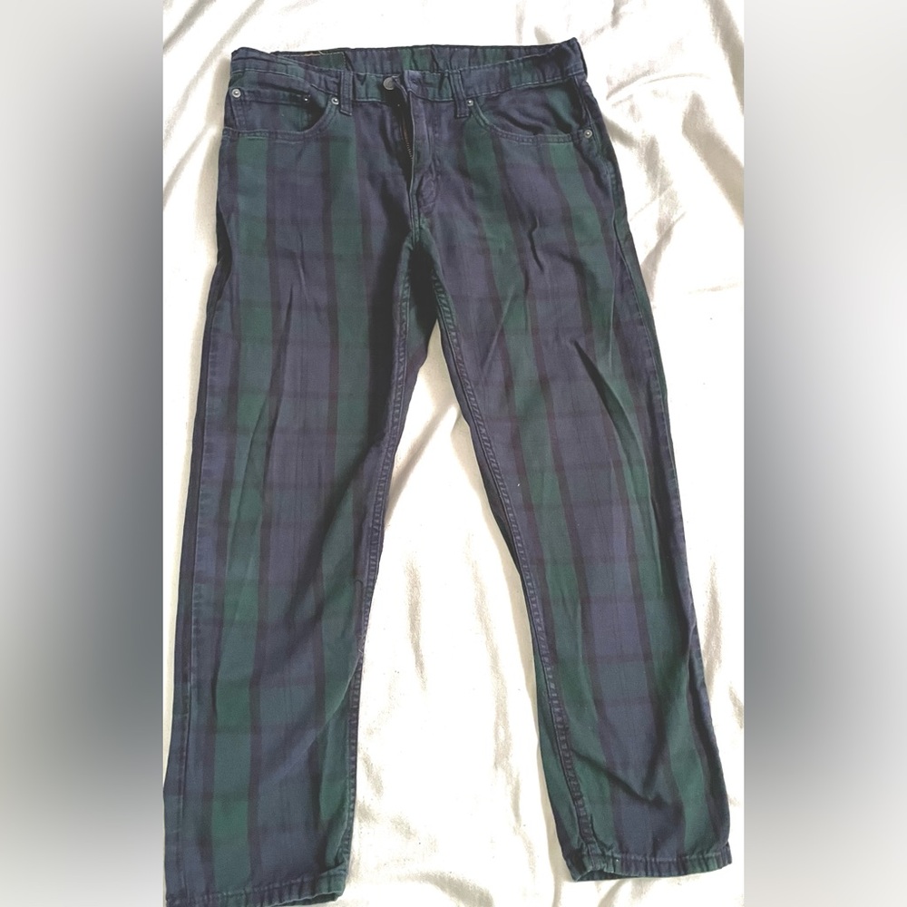 Levi’s 502 Black Watch tartan cotton jeans, size 32x30.